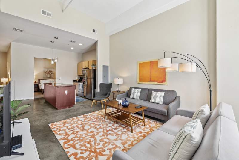 The Marquee at Belle Meade Apartments living room decor with lamp - Nashville, TN