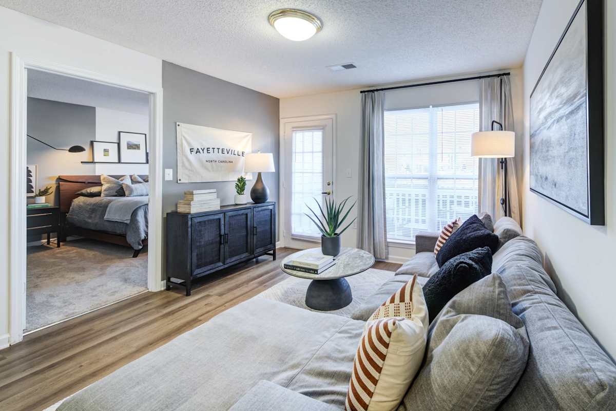 Legacy at Cross Creek living room and bedroom view - Fayetteville, NC
