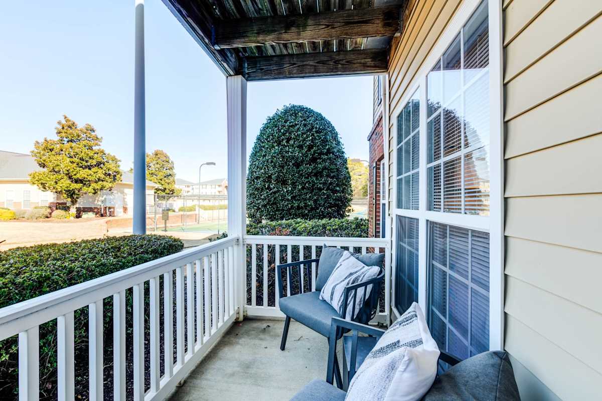 Legacy at Cross Creek balcony with bench seating - Fayetteville, NC