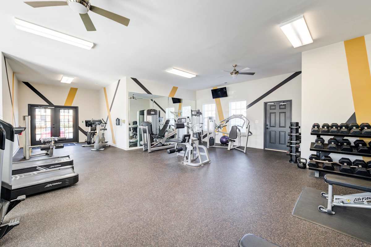 Legacy at Cross Creek gym with treadmills and strength equipment - Fayetteville, NC