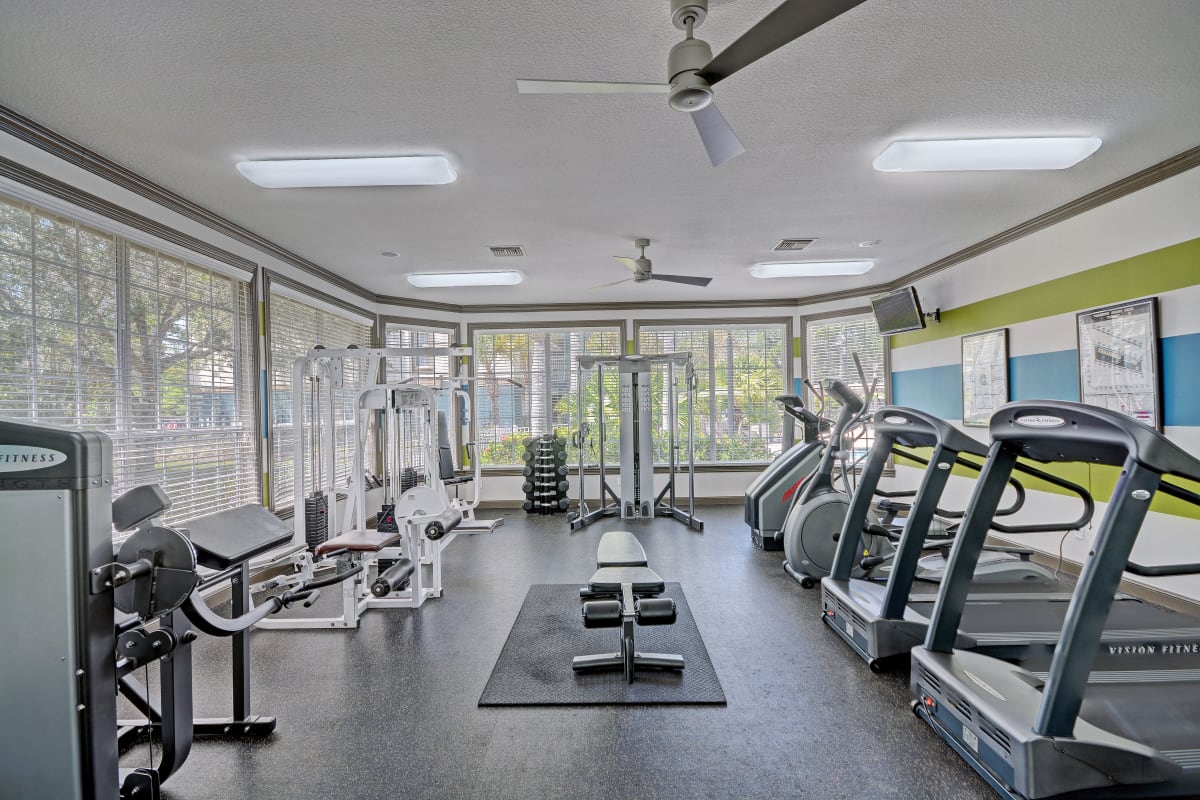 The Preserve at Mobbly Bay fitness center with cardio equipment - Tampa, FL