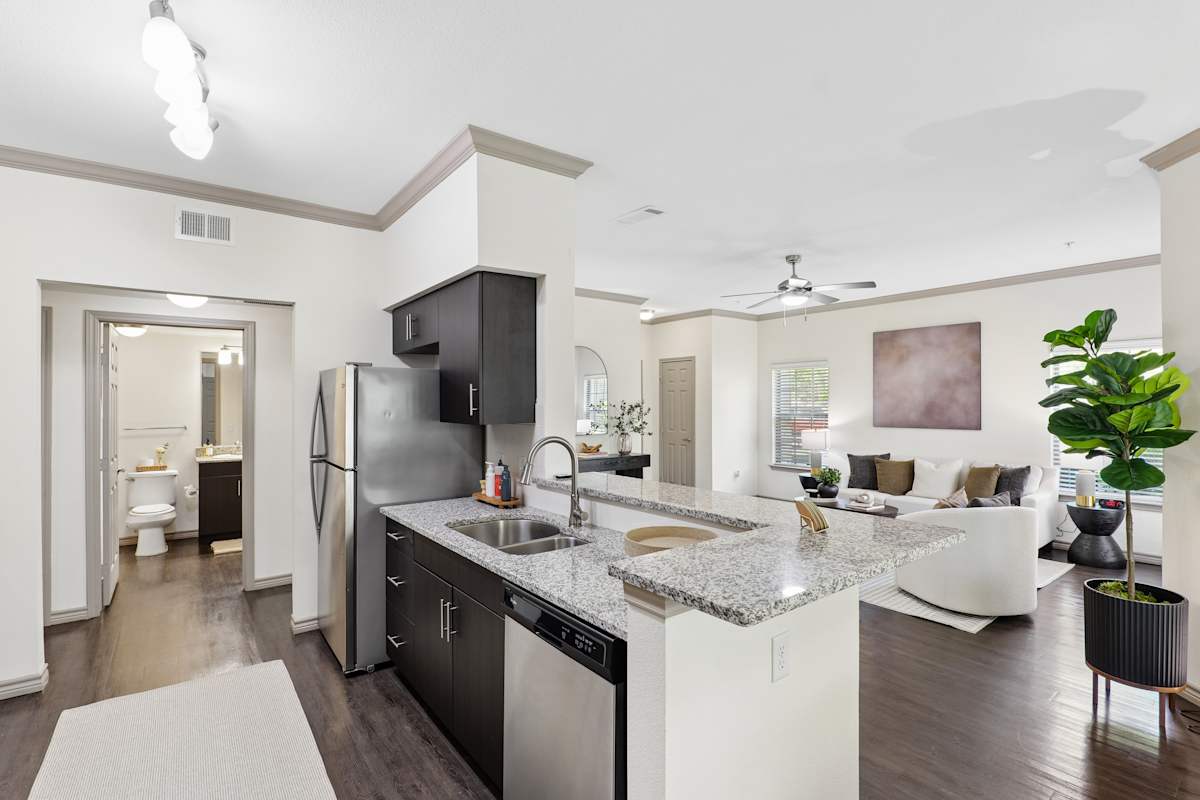 Capri Villas at the Lake kitchen with stainless steel appliances - Conroe, TX