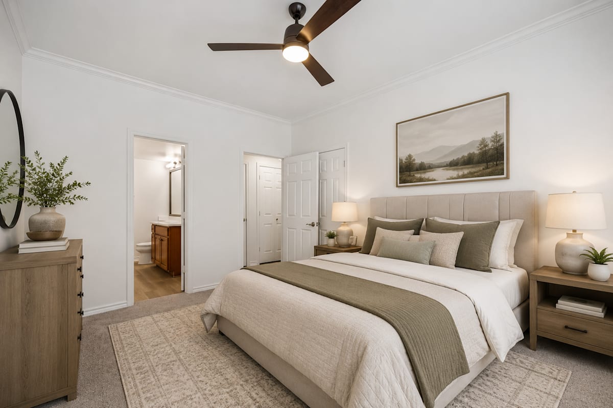 St Moritz bedroom with ceiling fan - Dallas, TX