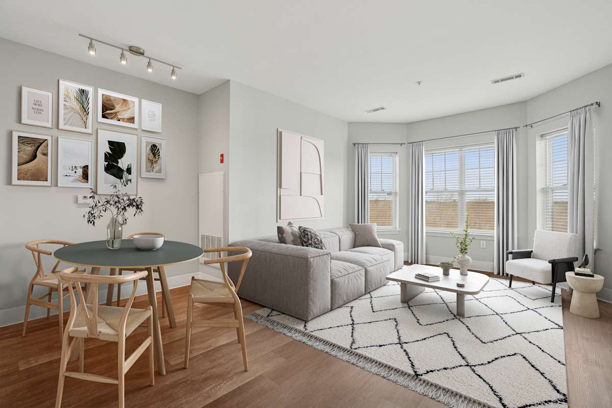 Canton Woods staged living and dining area - Canton, MA