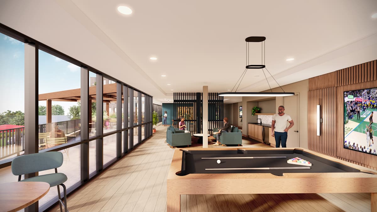 Vista Village resident lounge with pool table - Wauwatosa, WI