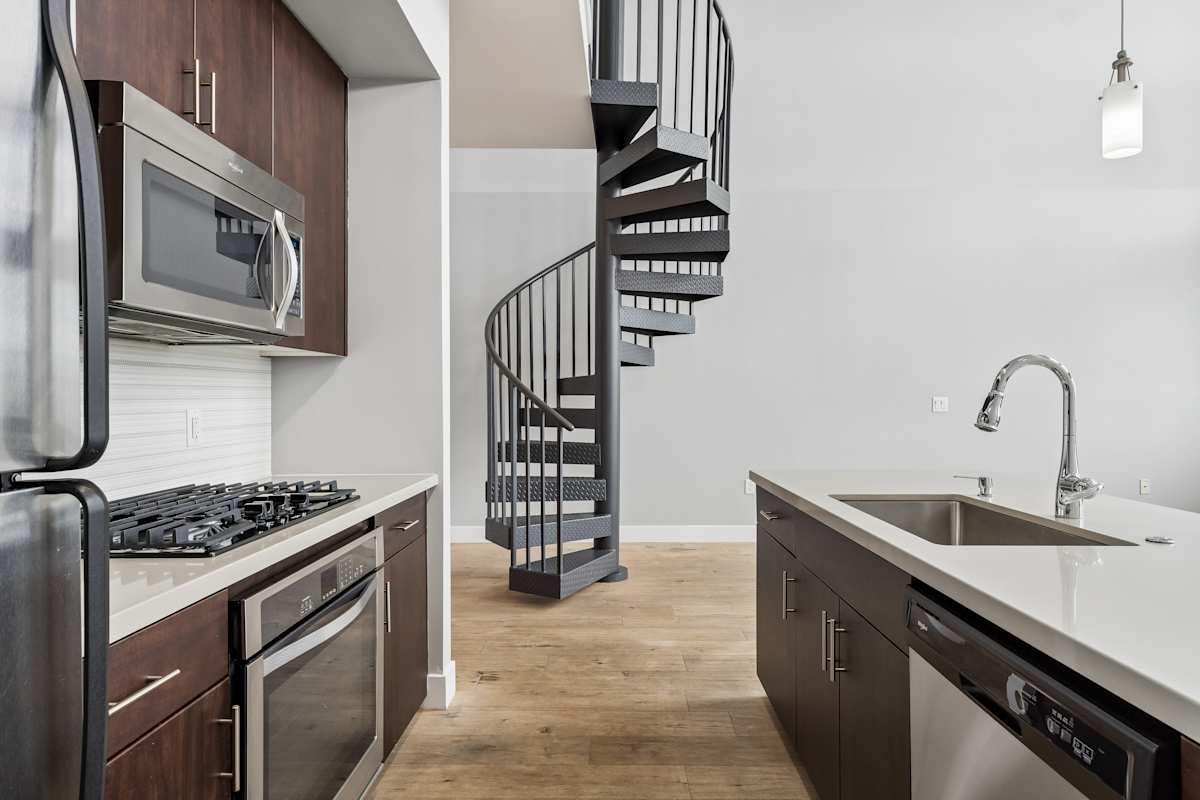 Apartment kitchen — representative home at Biltmore at Camelback.