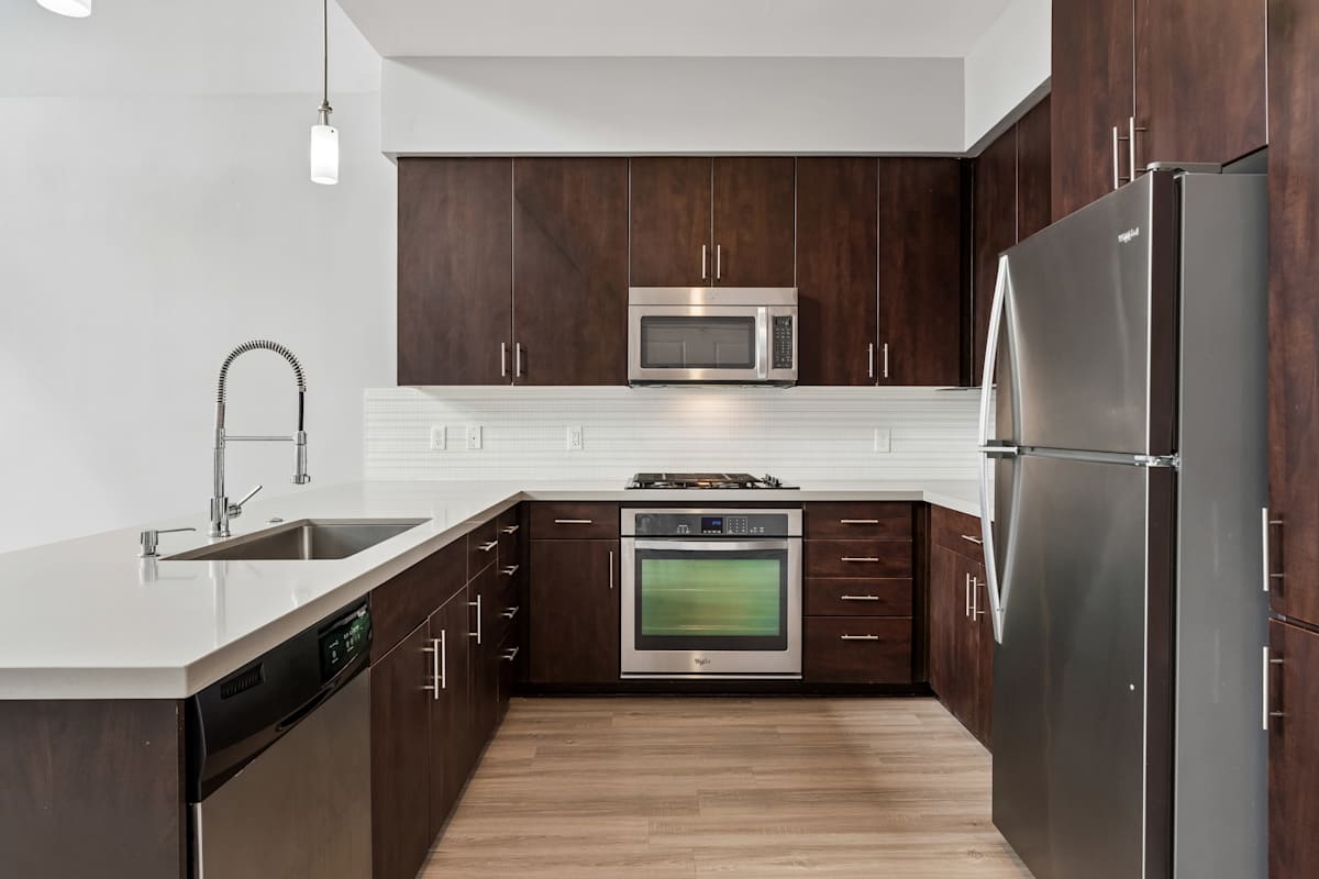 Apartment kitchen — representative home at Biltmore at Camelback.