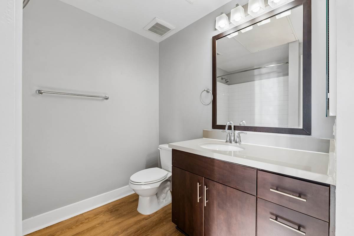Apartment bathroom — representative home at Biltmore at Camelback.