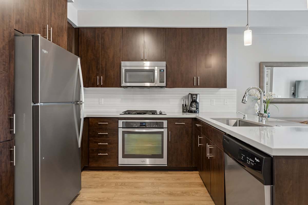 Apartment kitchen — representative home at Biltmore at Camelback.
