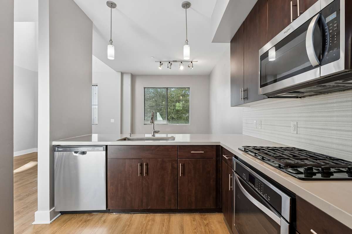 Apartment kitchen — representative home at Biltmore at Camelback.