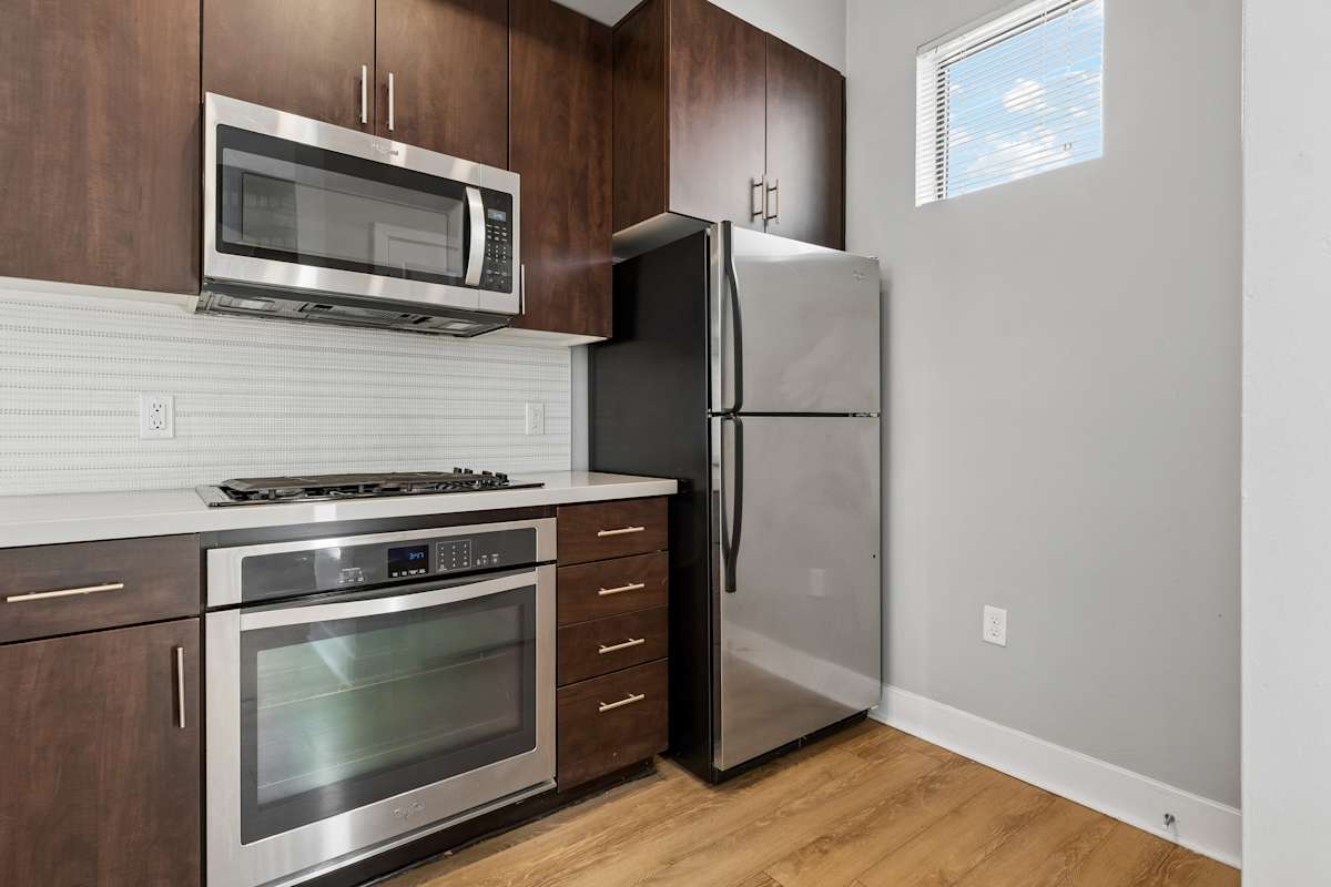 Apartment kitchen — representative home at Biltmore at Camelback.
