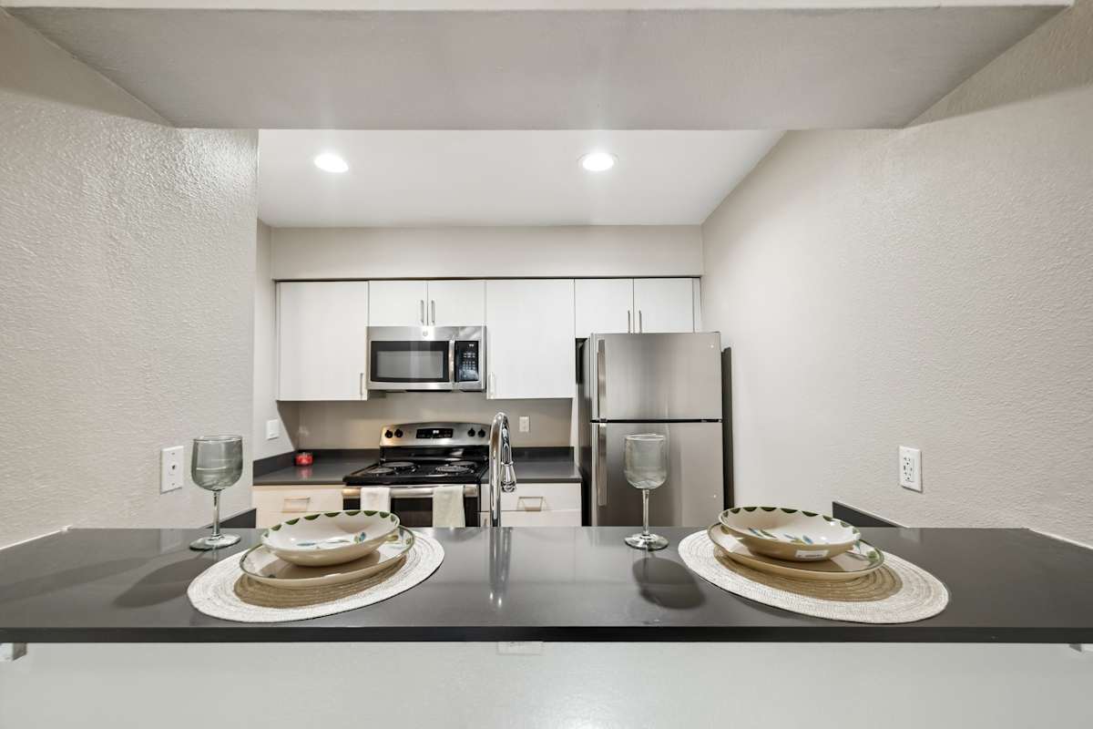 Apartment kitchen at Icon on Central.