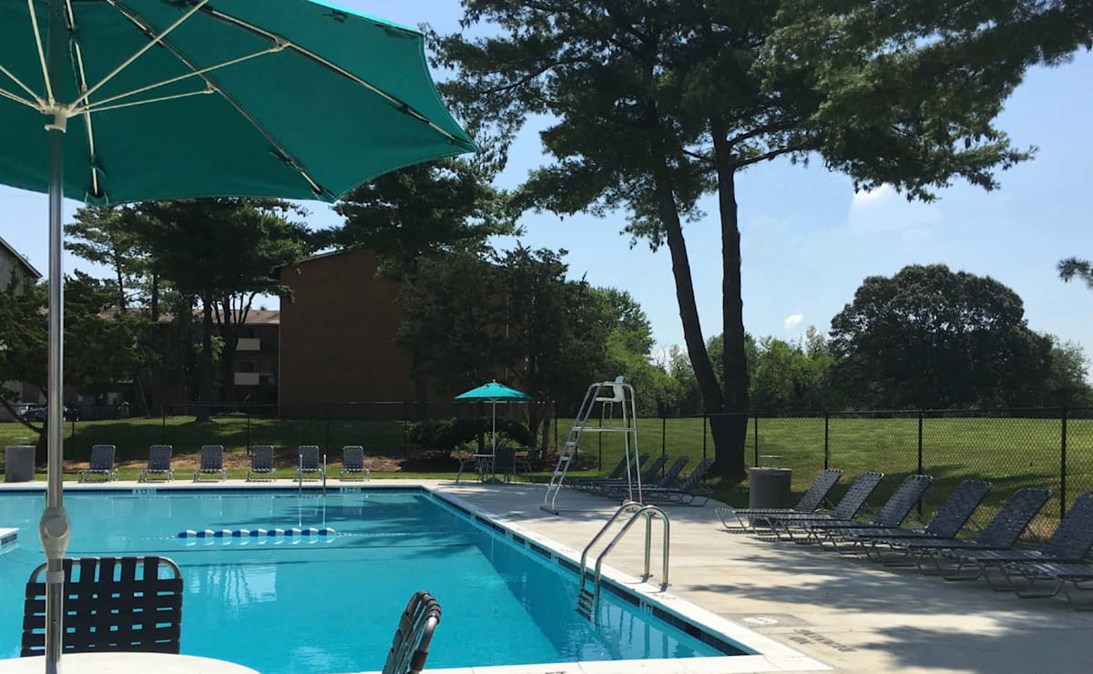 The District at Forestville outdoor swimming pool with lounge seating - Forestville, MD