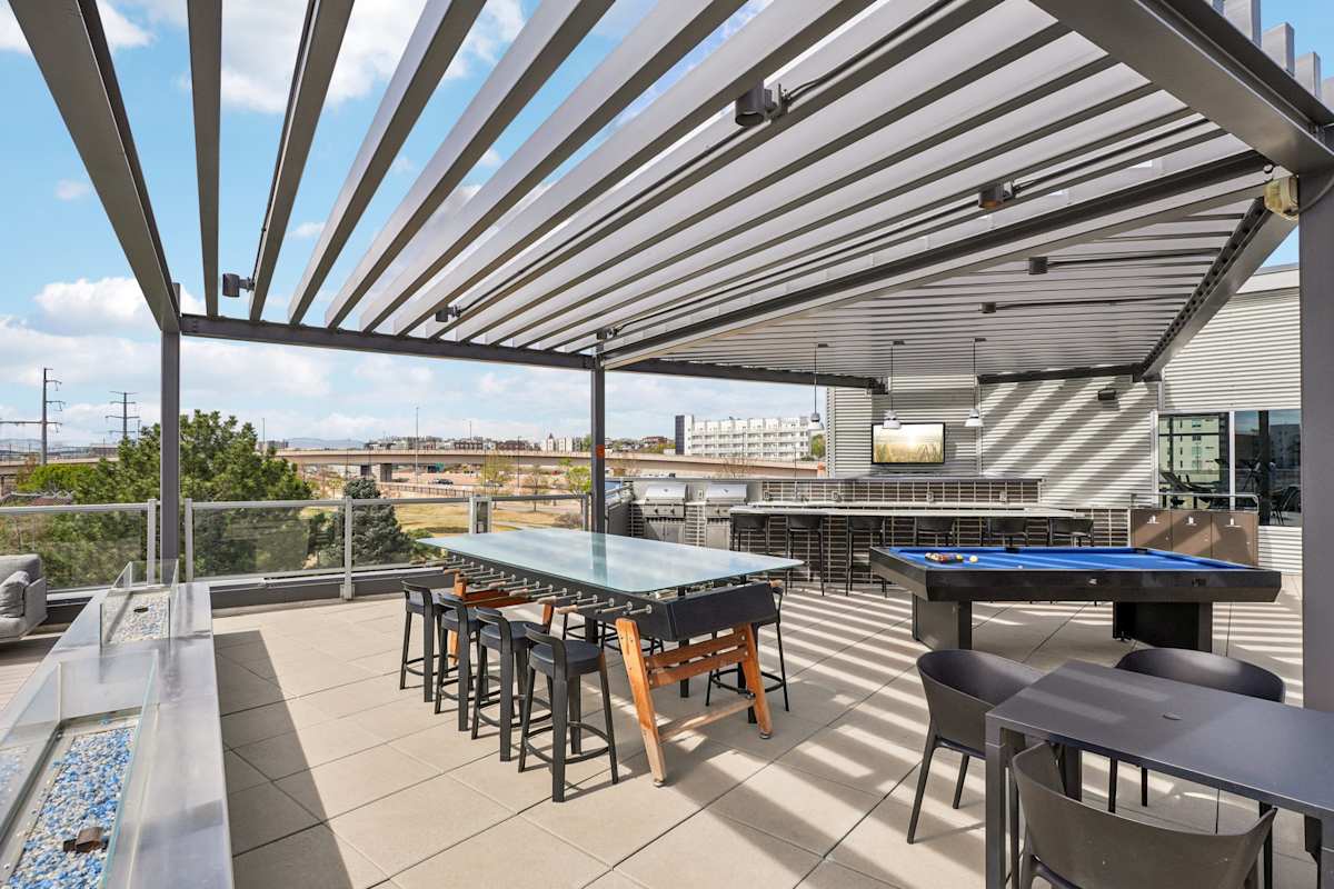 Westend rooftop patio with pool table and seating - Denver, CO
