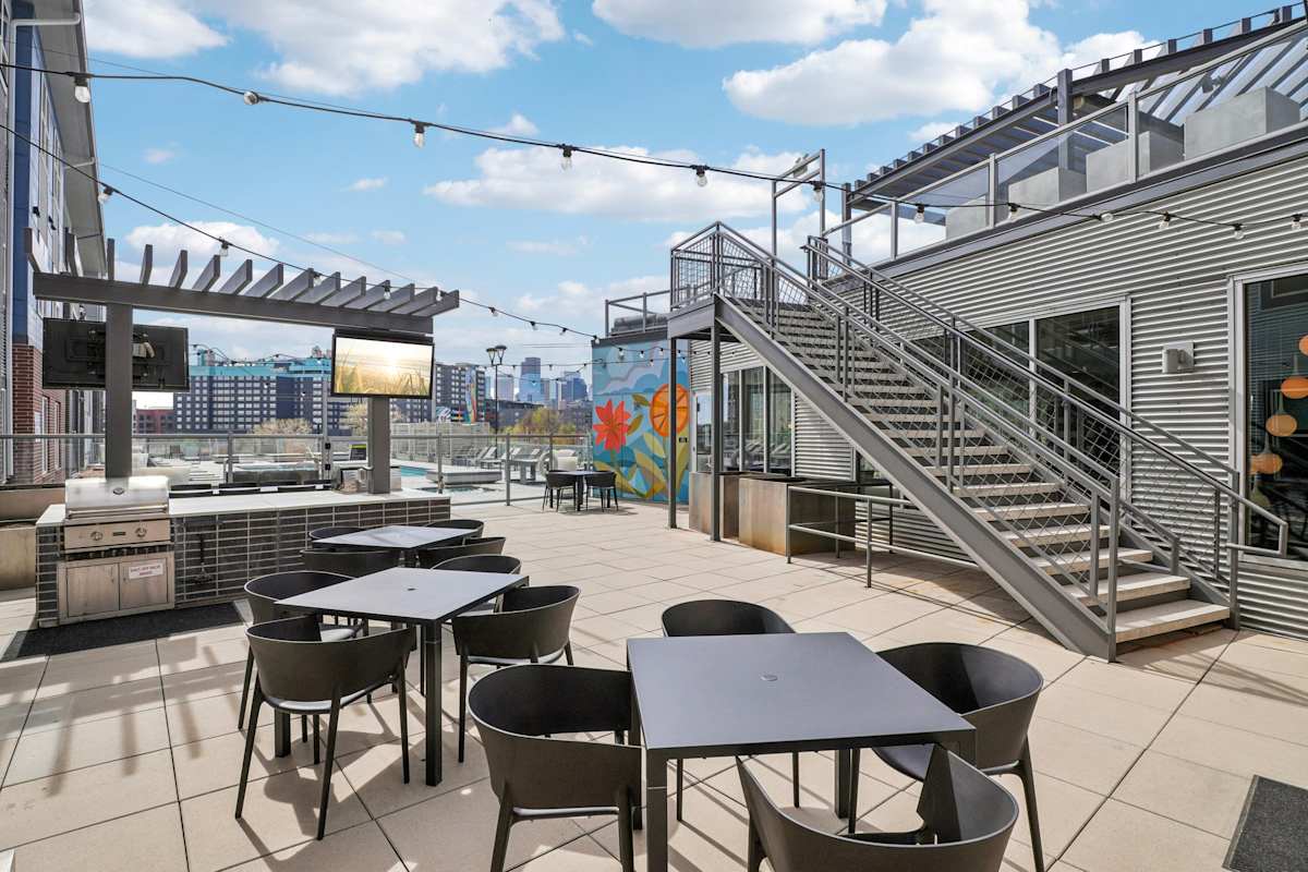 Westend rooftop patio seating and stairs - Denver, CO