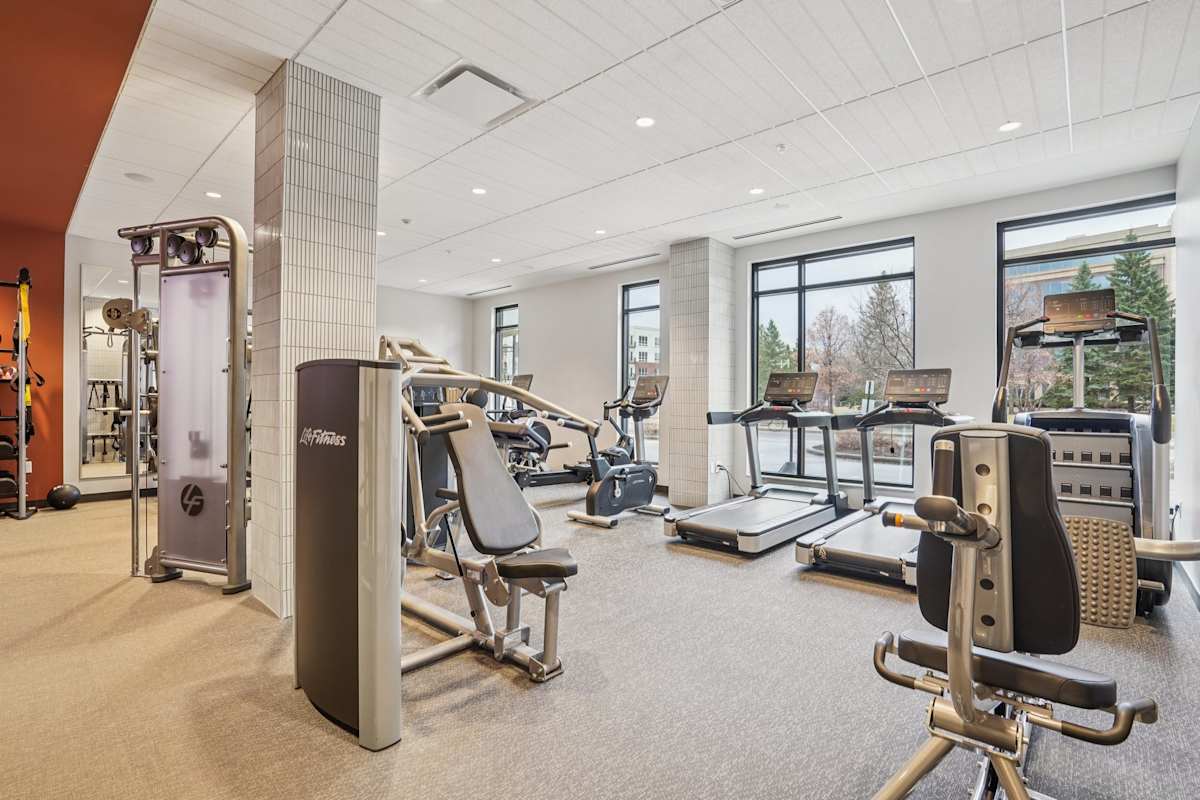 Arcata Apartments fitness center with equipment - Golden Valley, MN