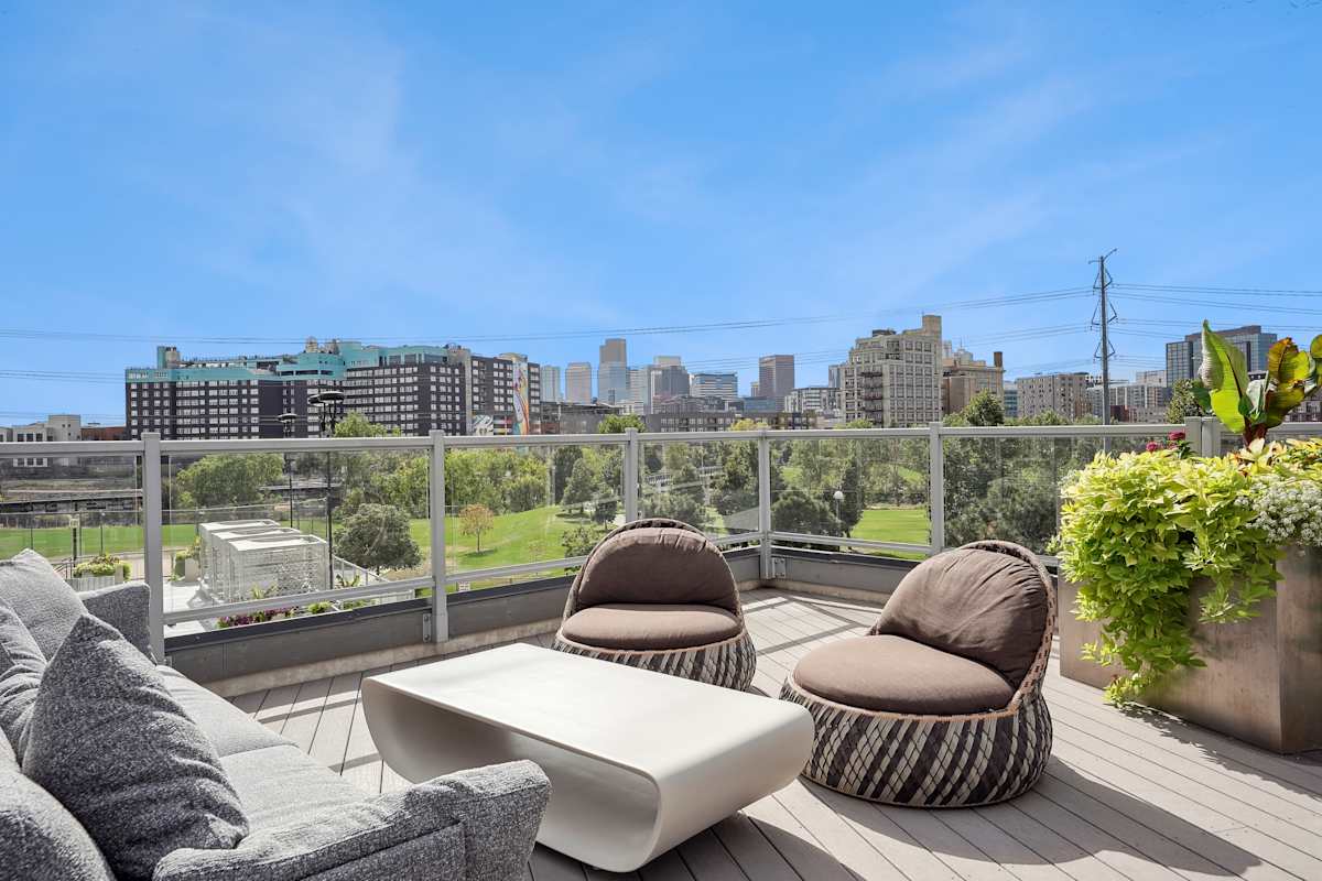 Westend balcony seating with city view - Denver, CO