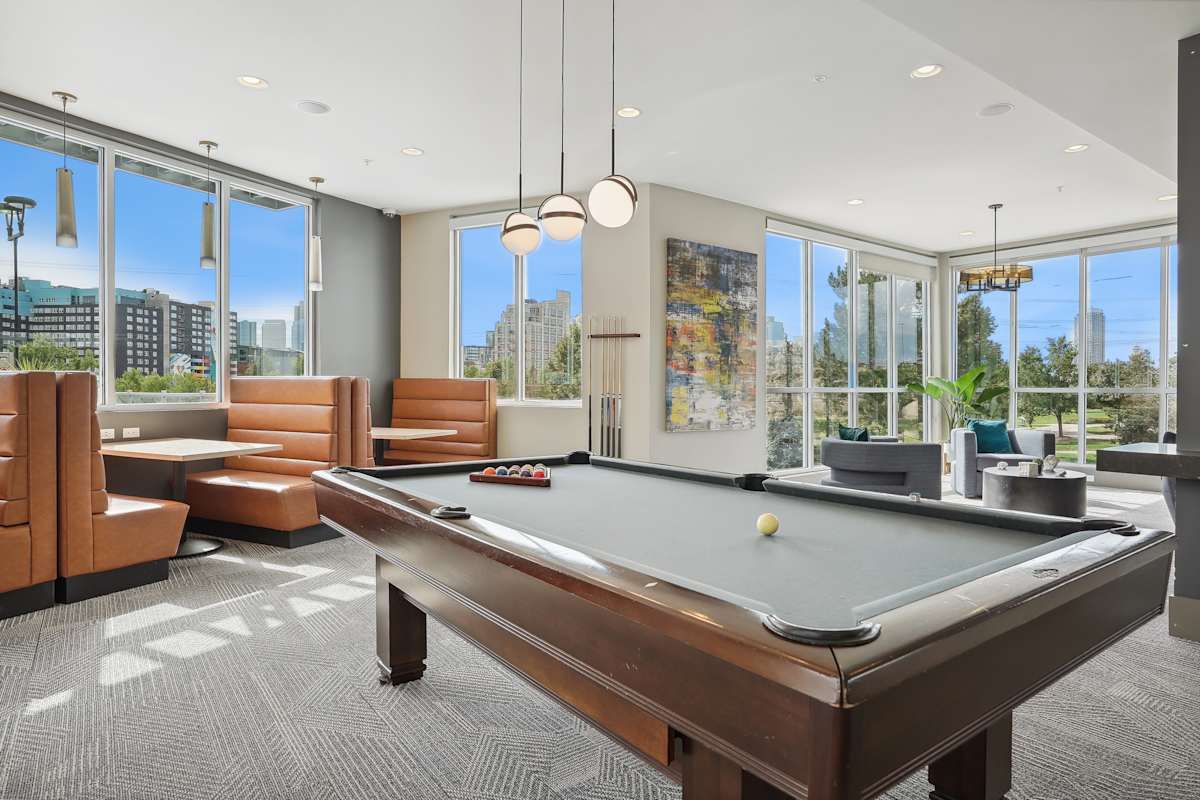 Westend billiards area with city view - Denver, CO