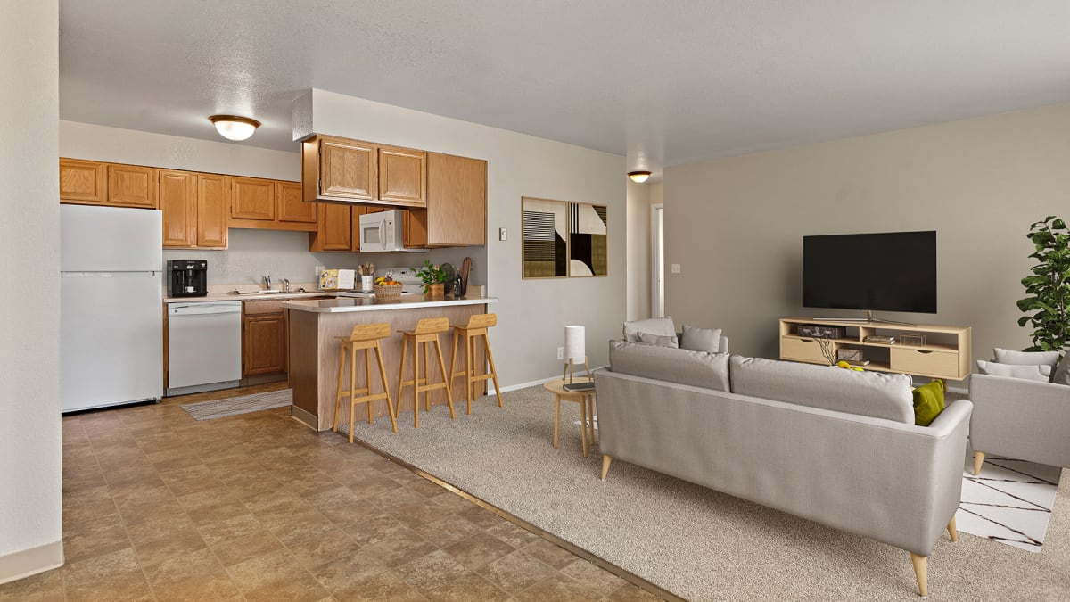 Castlerock Apartment Homes living room and kitchen - Billings, MT
