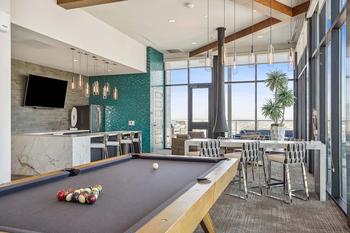Civic Lofts sky lounge with pool table - Denver, CO