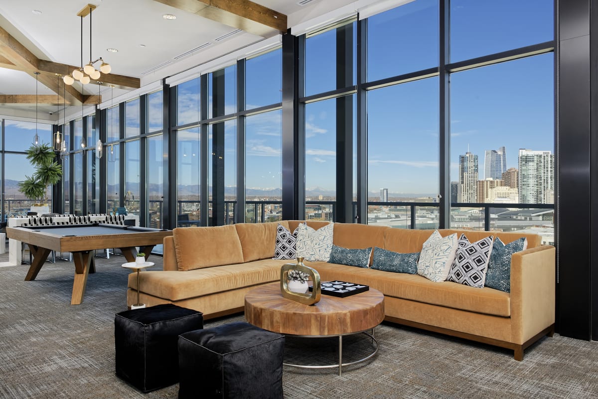 Civic Lofts sky lounge with skyline view - Denver, CO
