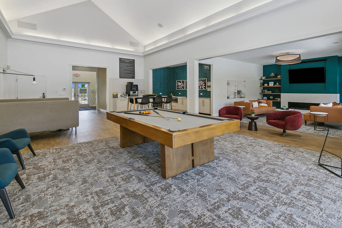 The Donovan Apartment Homes clubhouse with pool table - Lincoln, NE
