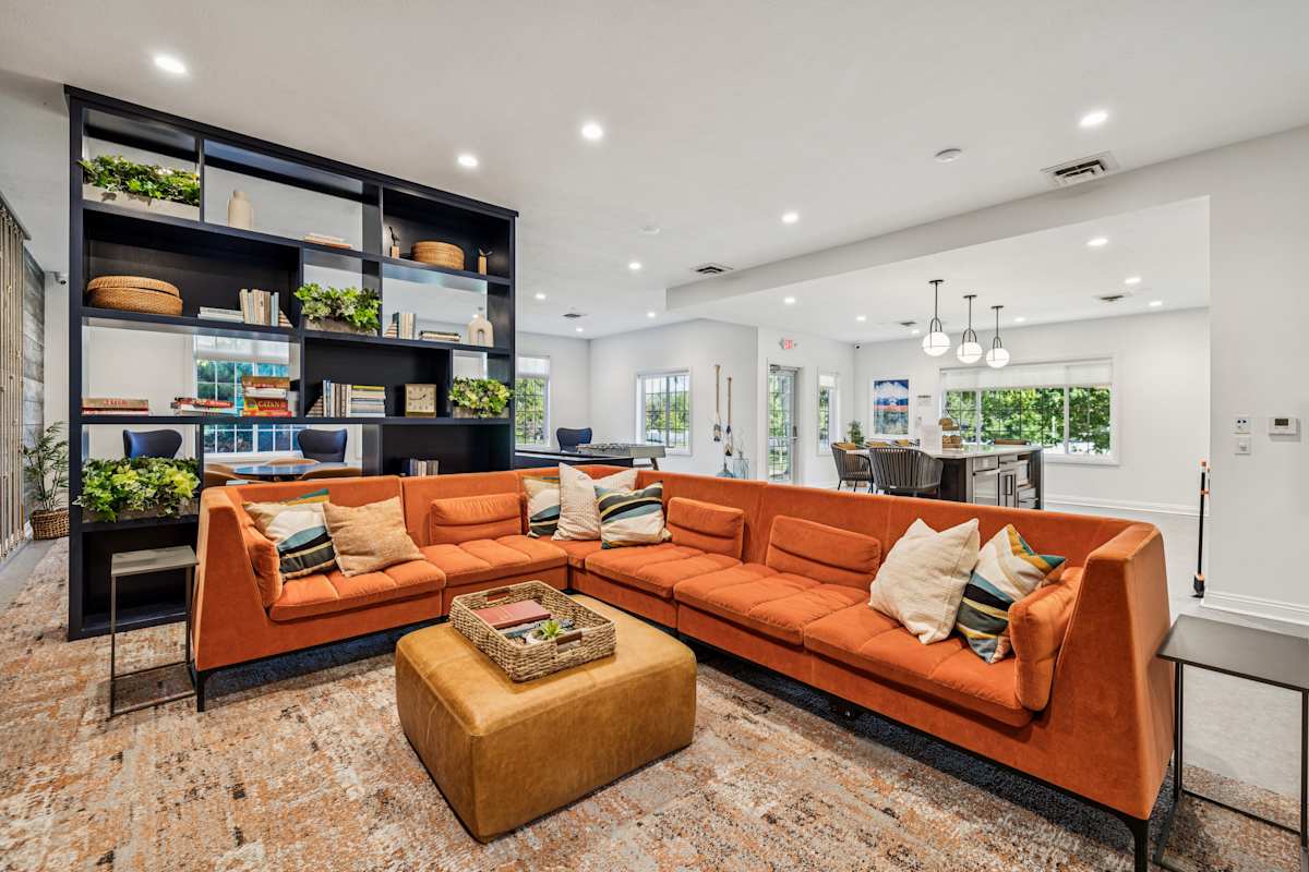 Lakeside Village Apartment Homes community room seating - Lincoln, NE