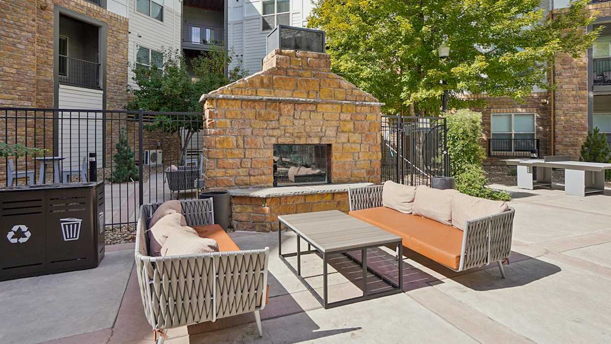 Lugano at Cherry Creek outdoor firepit seating area - Denver, CO