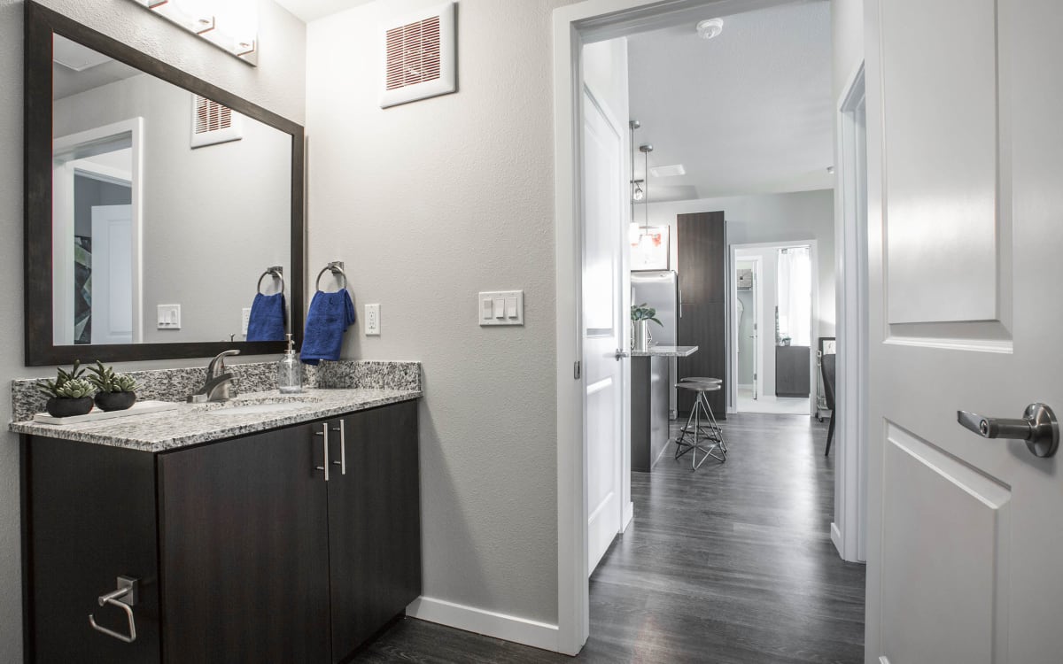 Parkhouse Apartment Homes bathroom vanity and mirror - Thornton, CO