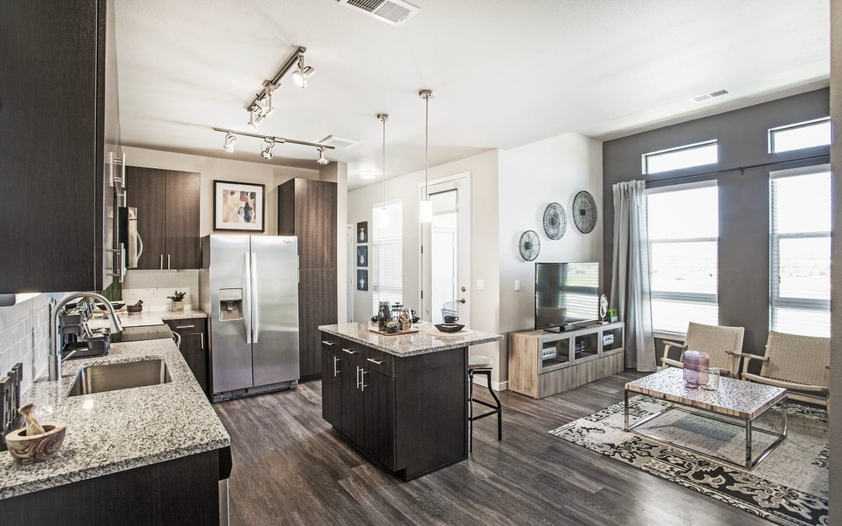 Parkhouse Apartment Homes open kitchen and living area - Thornton, CO