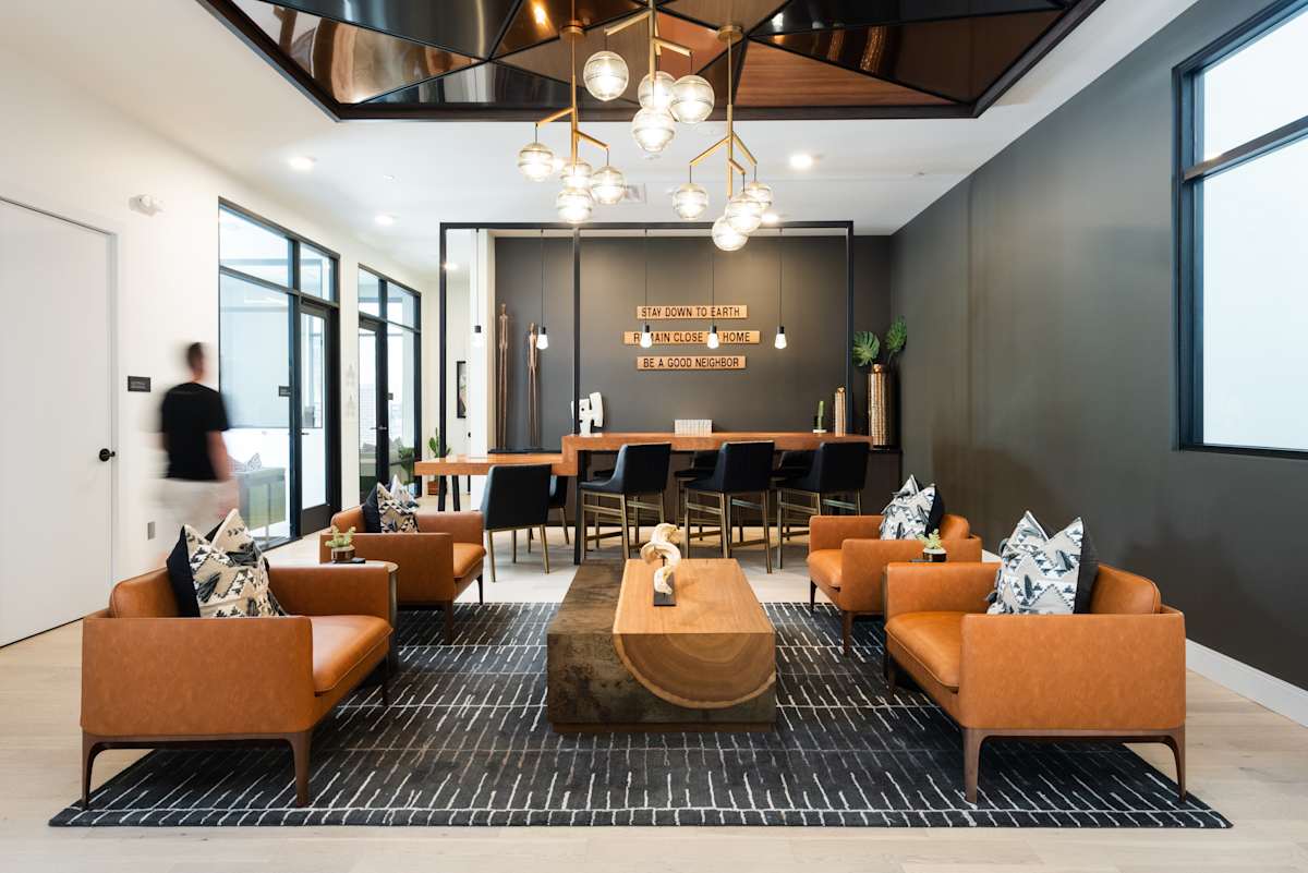 Railway Flats Apartments clubhouse lounge seating - Loveland, CO