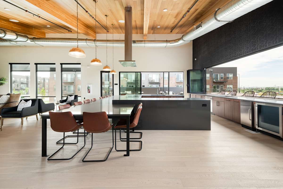 Railway Flats Apartments chef table and serving counter - Loveland, CO