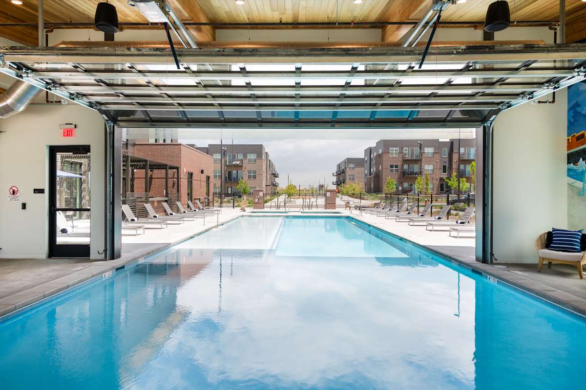 Railway Flats Apartments indoor outdoor resort-style pool - Loveland, CO