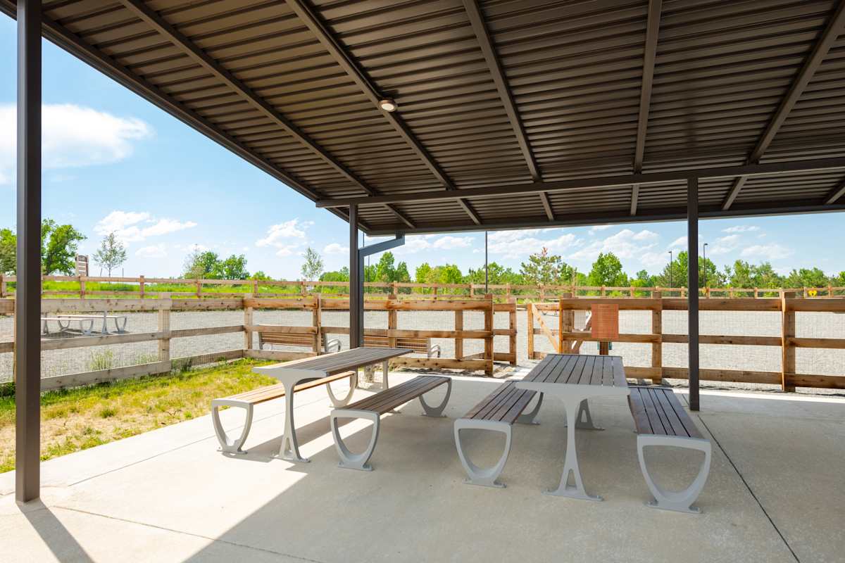 Railway Flats Apartments covered picnic area - Loveland, CO