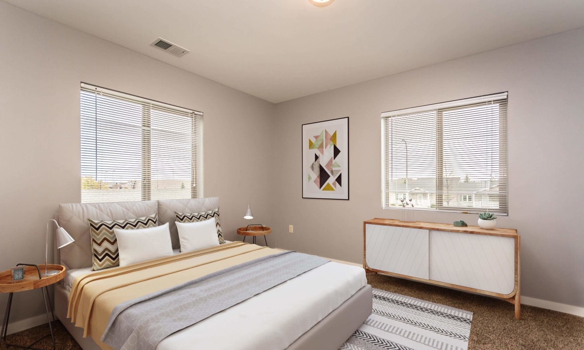 Southpoint Apartments bedroom with large windows - Grand Forks, ND