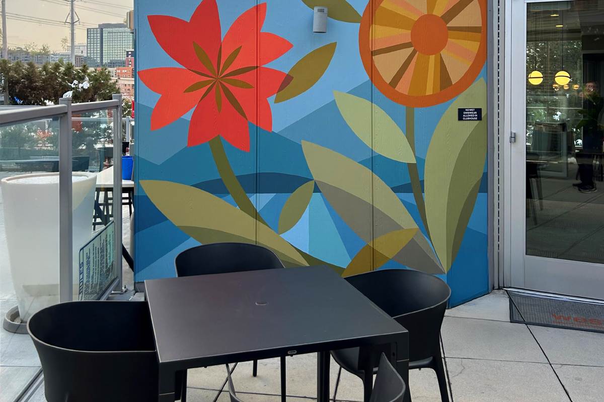 Westend outdoor table by mural wall - Denver, CO