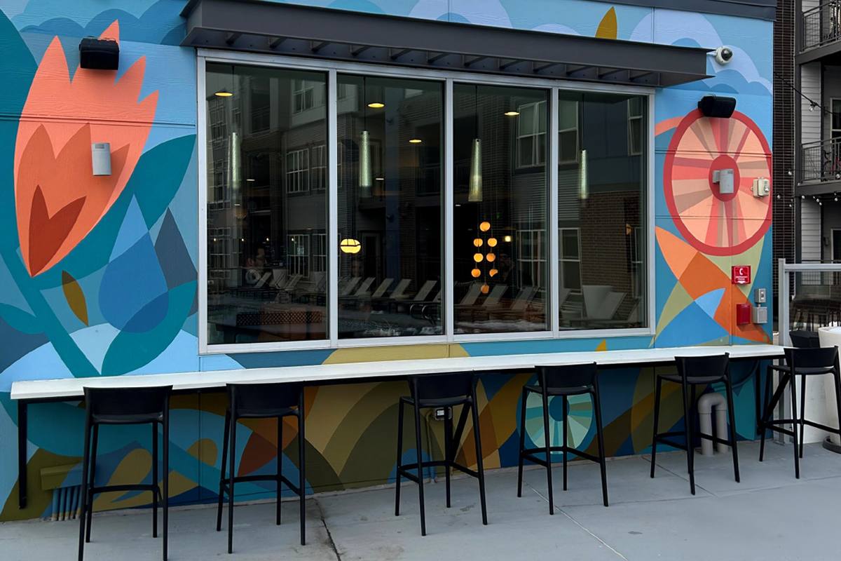 Westend mural wall with bar stool - Denver, CO