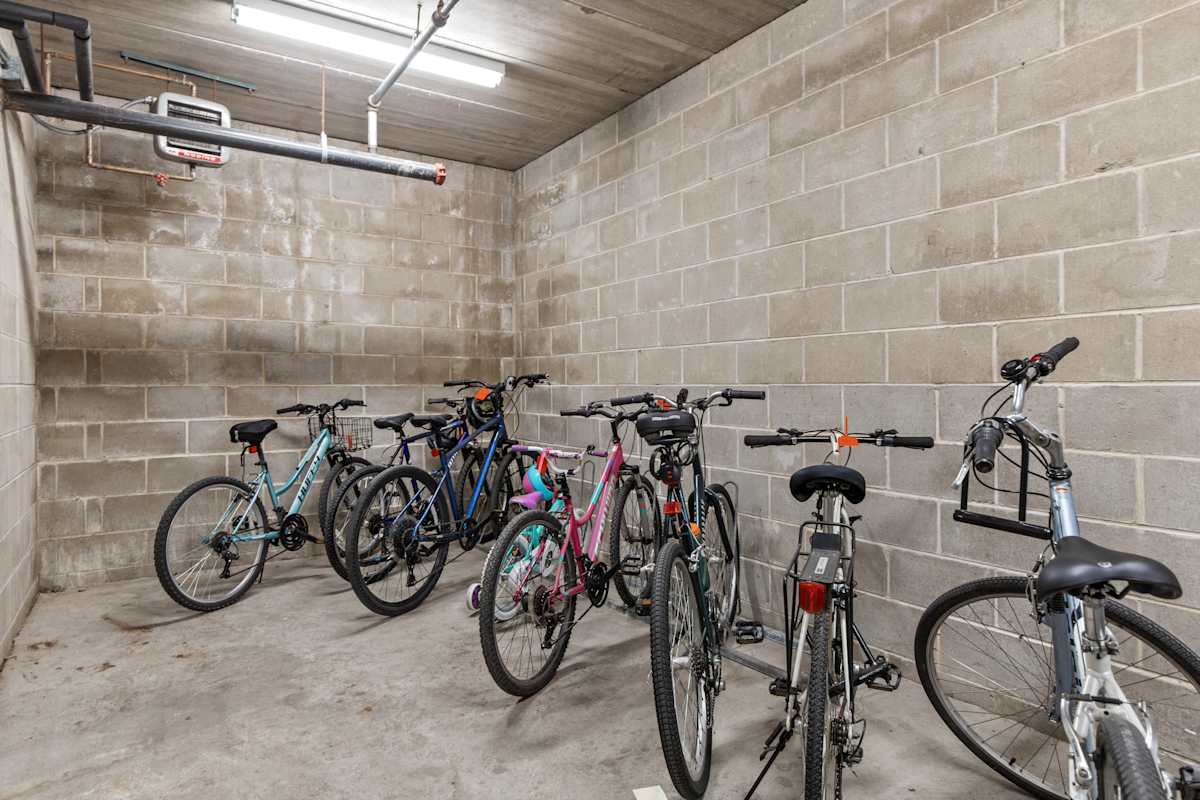 Woodridge on Second bike storage room with parked bicycles - Rochester, MN