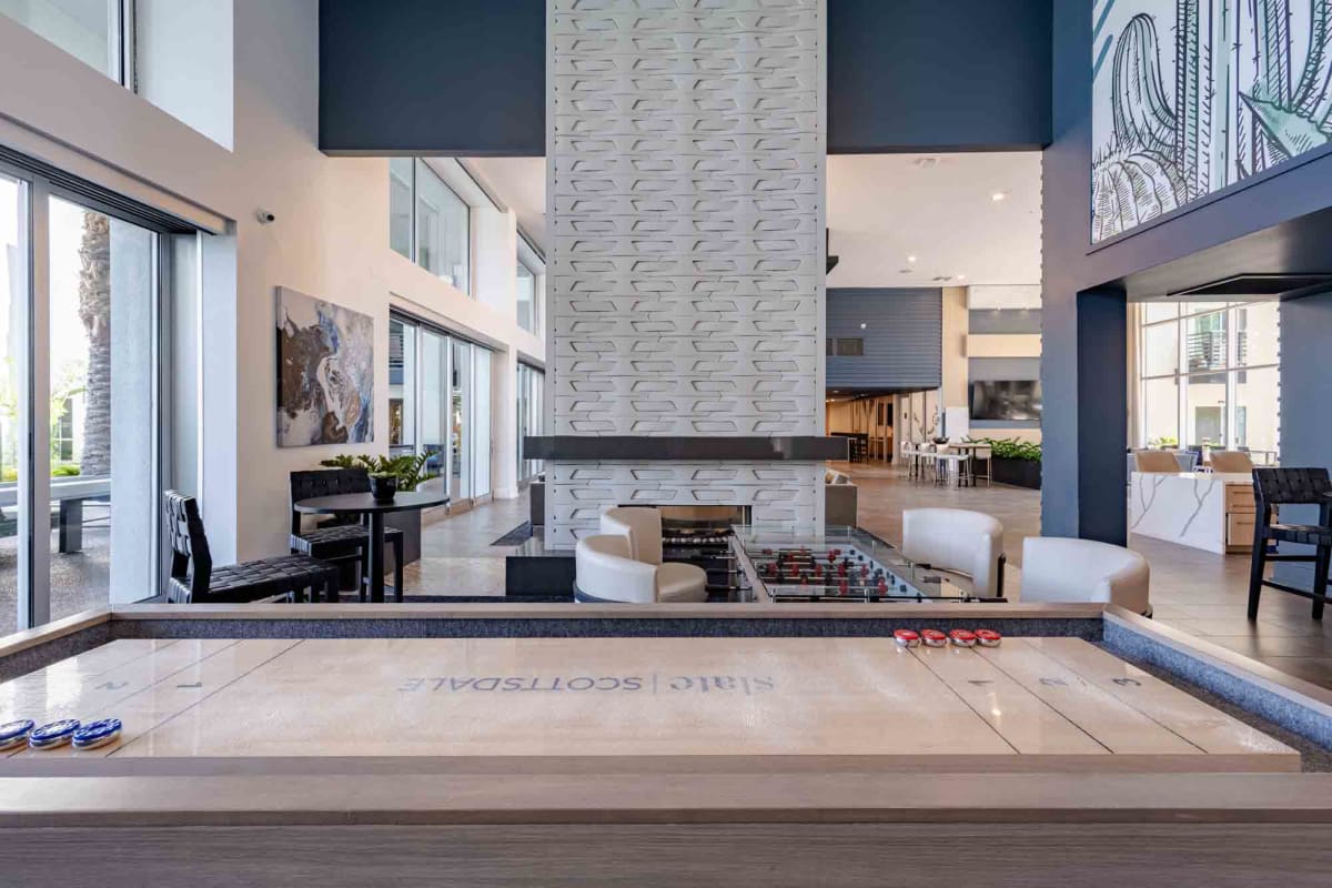 Clubhouse shuffleboard at Slate Scottsdale.