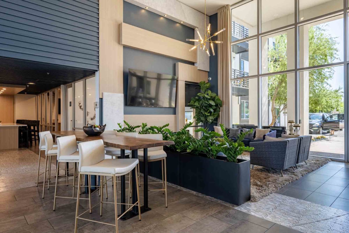 Community lobby and seating at Slate Scottsdale.