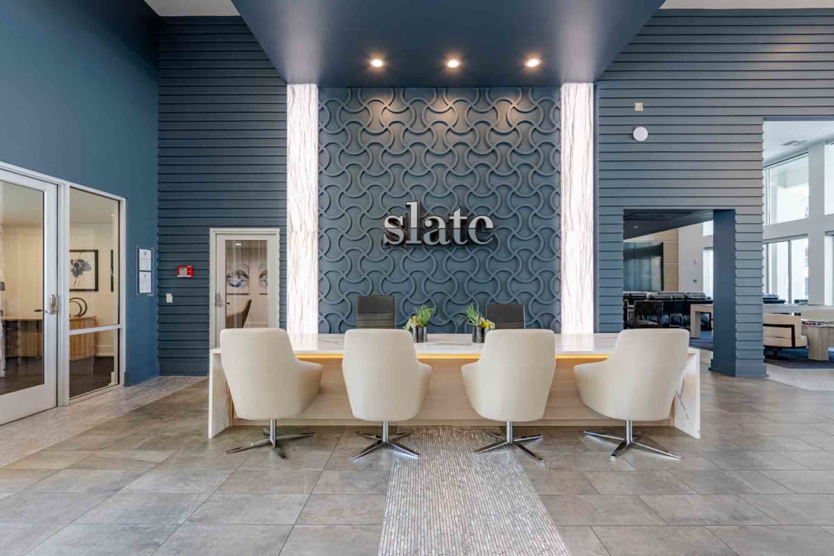 Community lobby and seating at Slate Scottsdale.