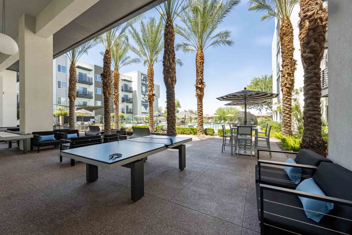 Covered outdoor table tennis at Slate Scottsdale.