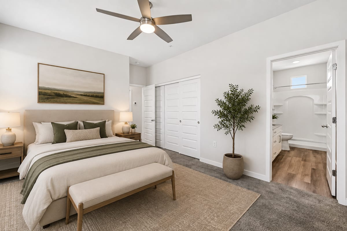 Furnished bedroom shown — representative home at Baseline on 16th.