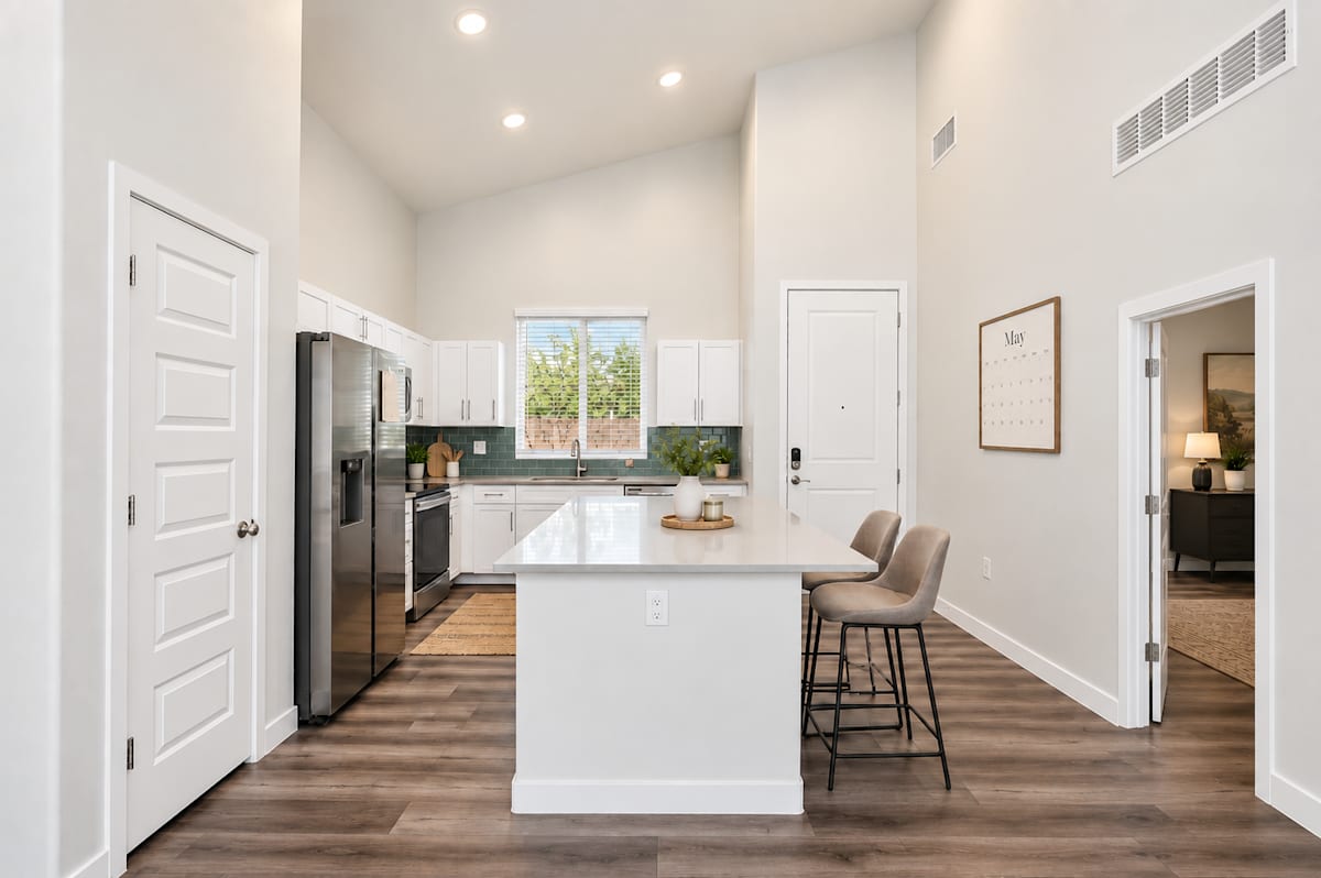 Apartment kitchen — representative home at Baseline on 16th.