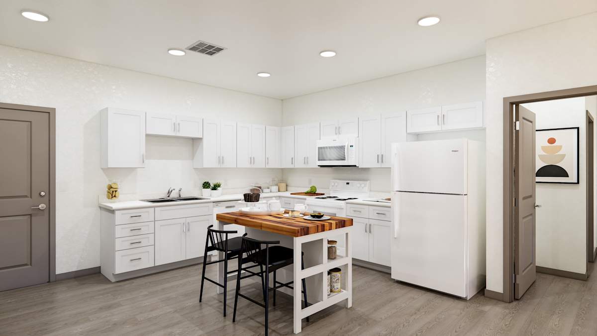 Rendered kitchen preview at Echo Ridge Apartments.