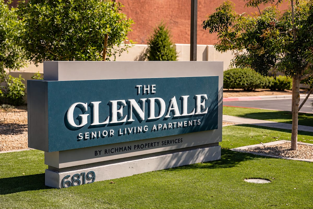 Building exterior at The Glendale Senior Apartments.