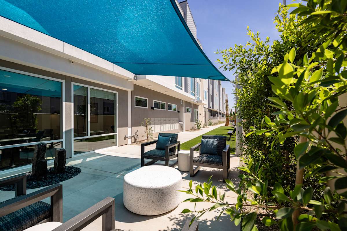 Shared outdoor space at The Glendale Senior Apartments.