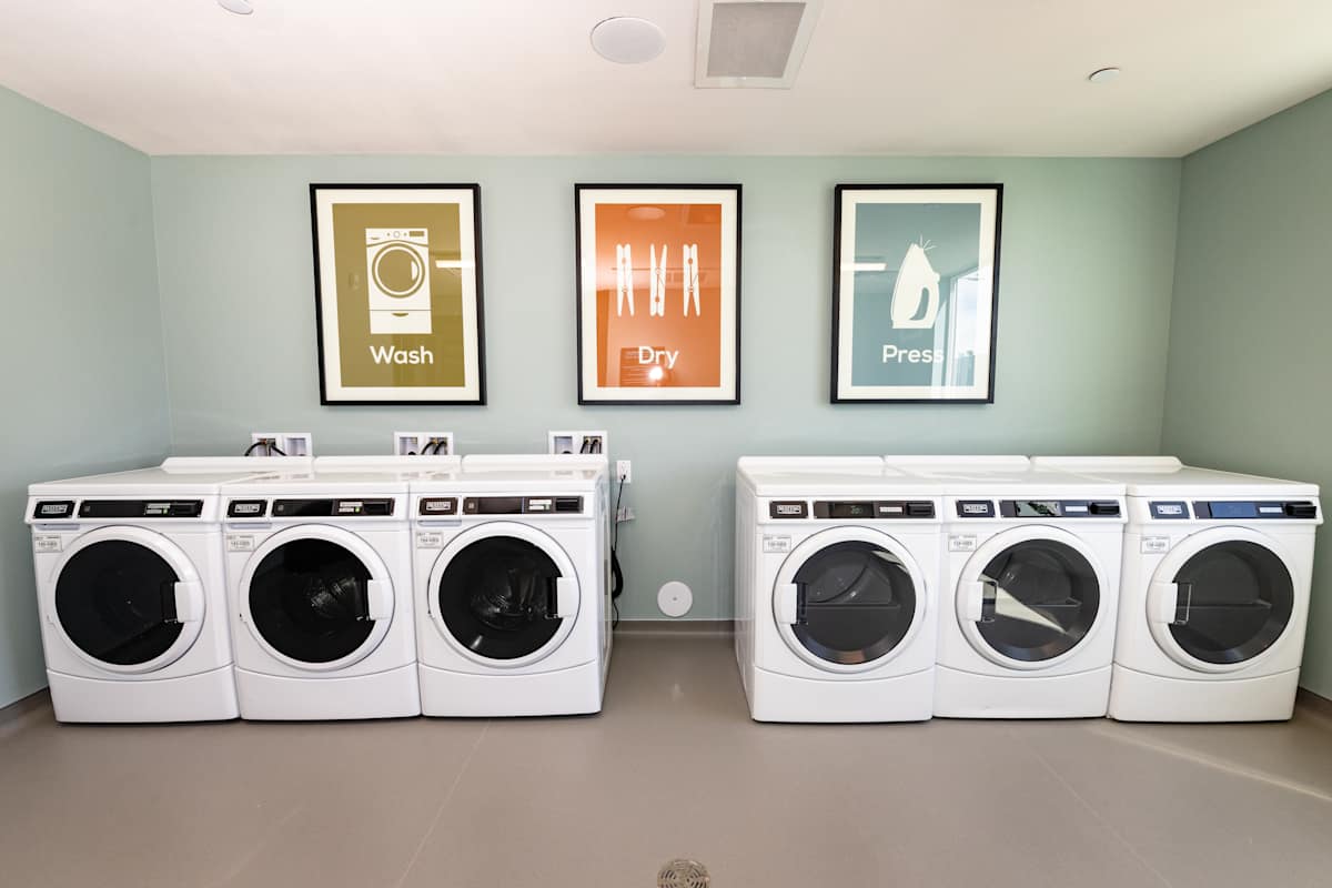 Shared laundry room at The Glendale Senior Apartments.