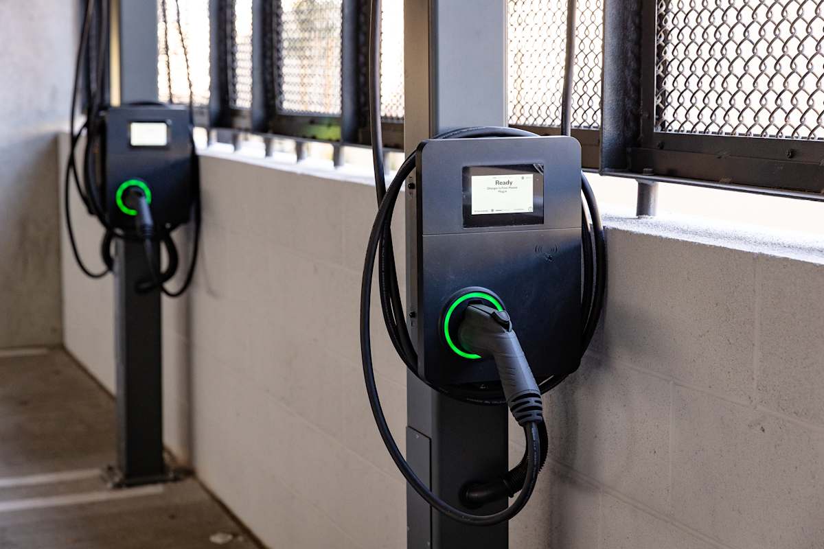 Electric vehicle charging station at The Glendale Senior Apartments.