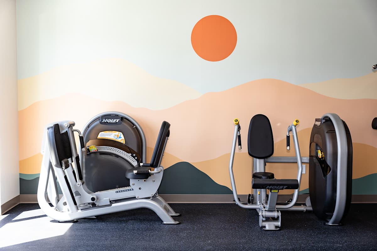 Fitness room at The Glendale Senior Apartments.